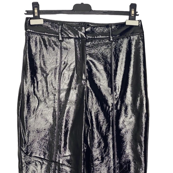 7 FOR MAN KIND The Matrix Black Shiny Faux Patent Leather Boot Cut Pants S NWT - Picture 7 of 16